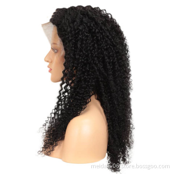 European and American Wig Female Wig Long Curly Human Hair Natural Black Remy Human Hair Wig